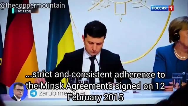 Zelensky laughs at the Minsk Agreements and makes grimaces while Putin speaks back in 2019