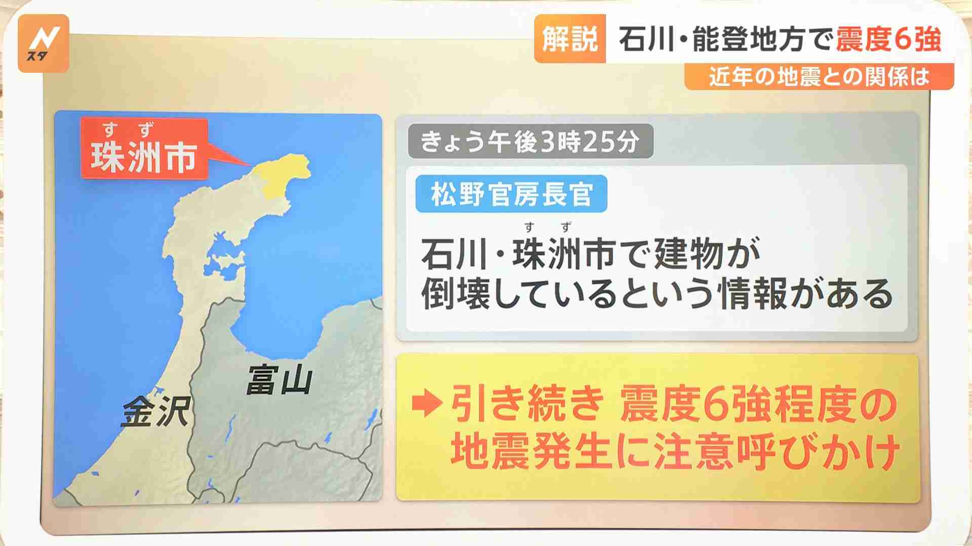 【解説】専門家解説・近年の地震との関係は?原因について水のような「流体」の関与の可能性　石川・能登地方で震度6強の地震【Nスタ】（TBS NEWS DIG Powered by JNN） - Yahoo!ニュース