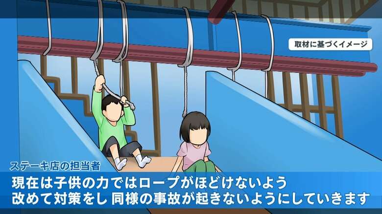 【注意喚起】遊具のロープが4歳の娘の“首”に絡まり“宙づり”状態に…母が語る恐怖の瞬間 飲食店のキッズスペースで事故