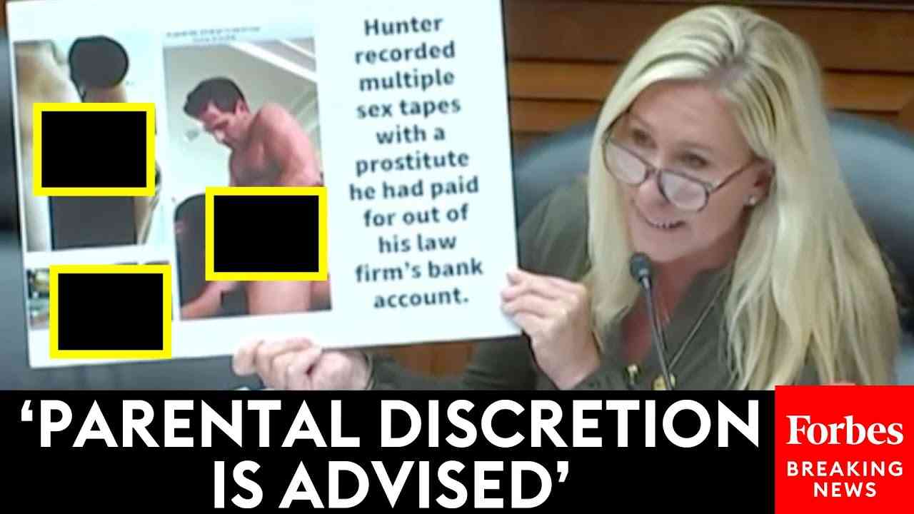 Marjorie Taylor Greene Showcases Explicit Hunter Biden Laptop Photos At IRS Whistleblower Hearing - YouTube