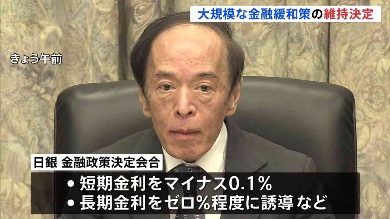 日銀 大規模金融緩和の維持を決定 - Yahoo!ニュース