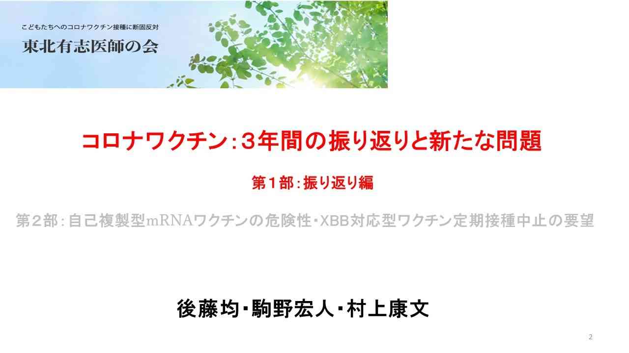 【R5.9 最新対談動画】「コロナワクチン　3年間の振り返りと新たな問題　  第1部　～3年間の振り返り～」（投稿日8月23日　公開日9月2日） - ニコニコ動画