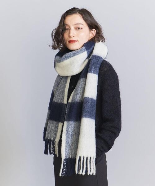 BEAUTY&YOUTH UNITED ARROWS（ビューティーアンドユースユナイテッドアローズ）の「チェック ビッグフリンジ マフラー（ストール/ショール）」 - WEAR