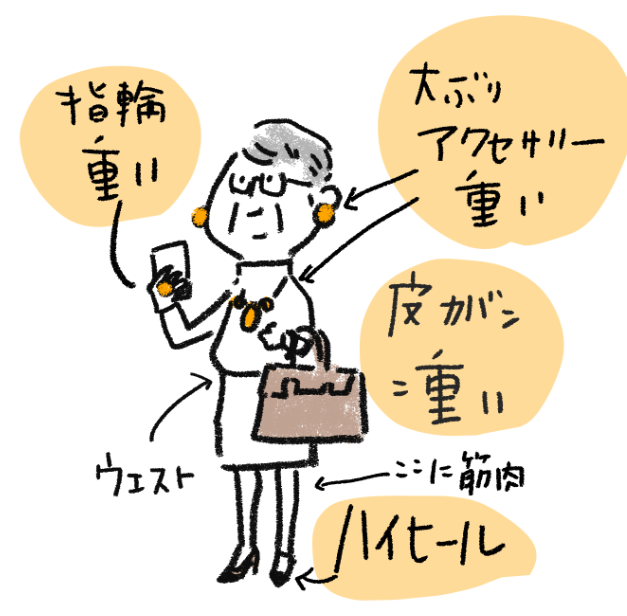 【おしゃれに必要なのは筋肉】歳を重ねて悟った真理に共感の声殺到!!「ピアス重いですよね」「革カバンマジで無理」「ある時突然重くて無理に」の声