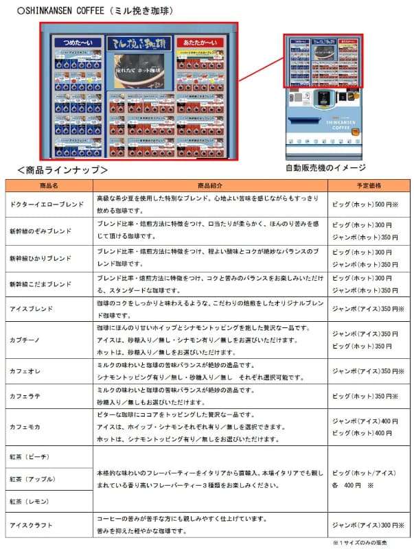 「のぞみ」停車駅にドリップコーヒーとアイスの自販機設置へ 車内販売終了で