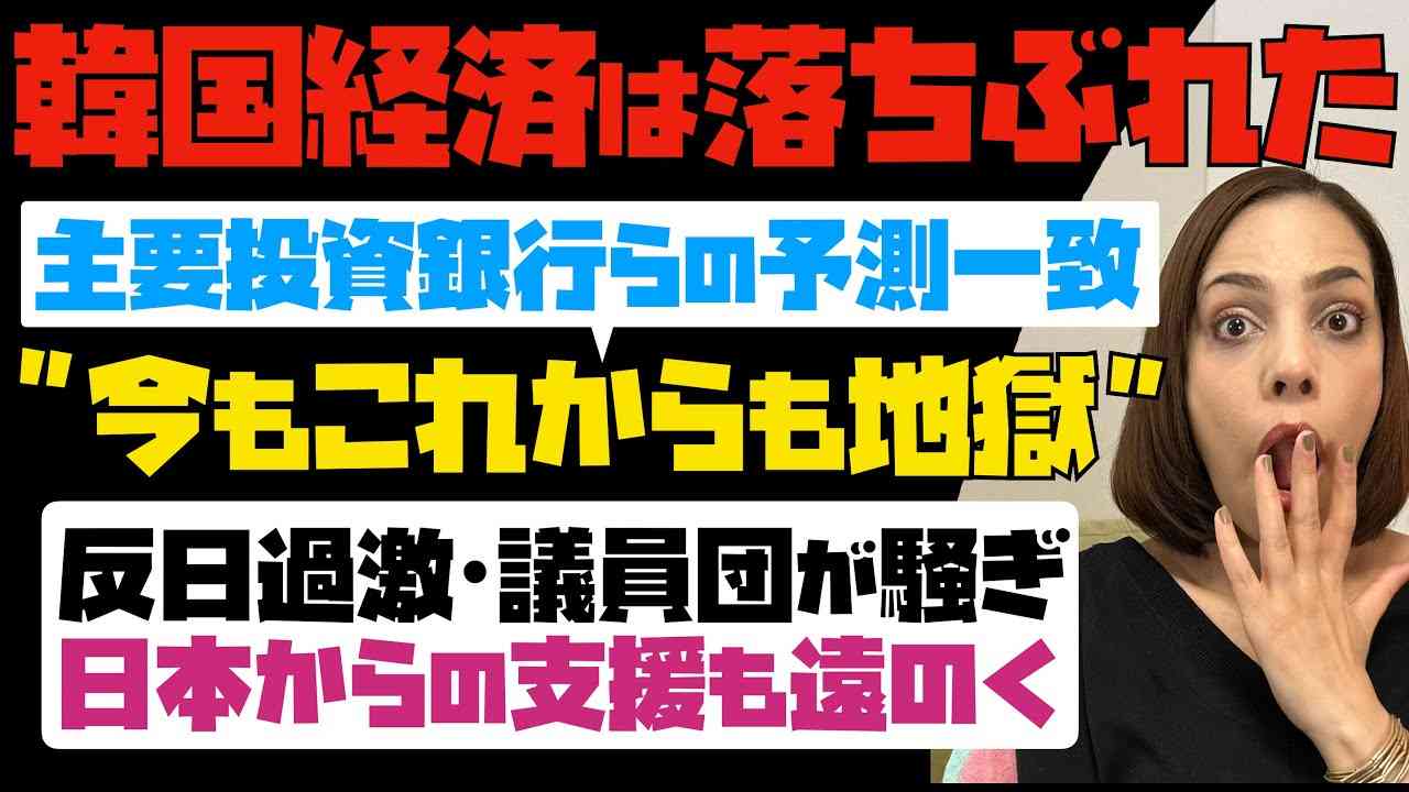 【韓国国民が絶望】韓国経済はおちぶれた「今もこれからも地獄」主要投資銀行らの予想一致。反日過激・議員団が騒ぎ、日本からの支援も遠のく… - YouTube