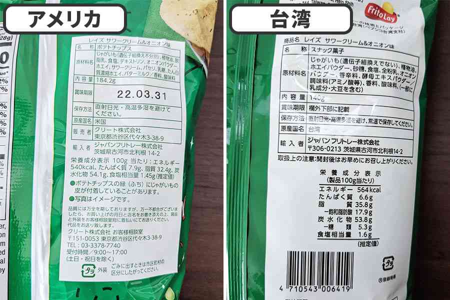 サワークリームオニオンの食品