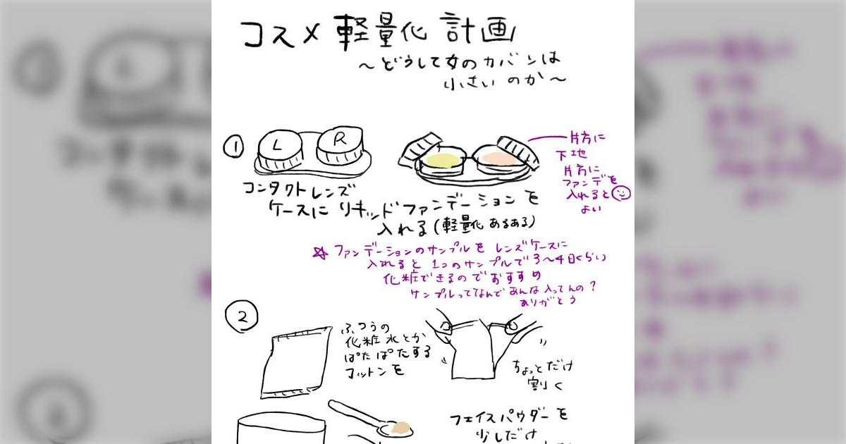 とにかく荷物を減らしたい女たちに捧ぐコスメ軽量化ライフハック - Togetter