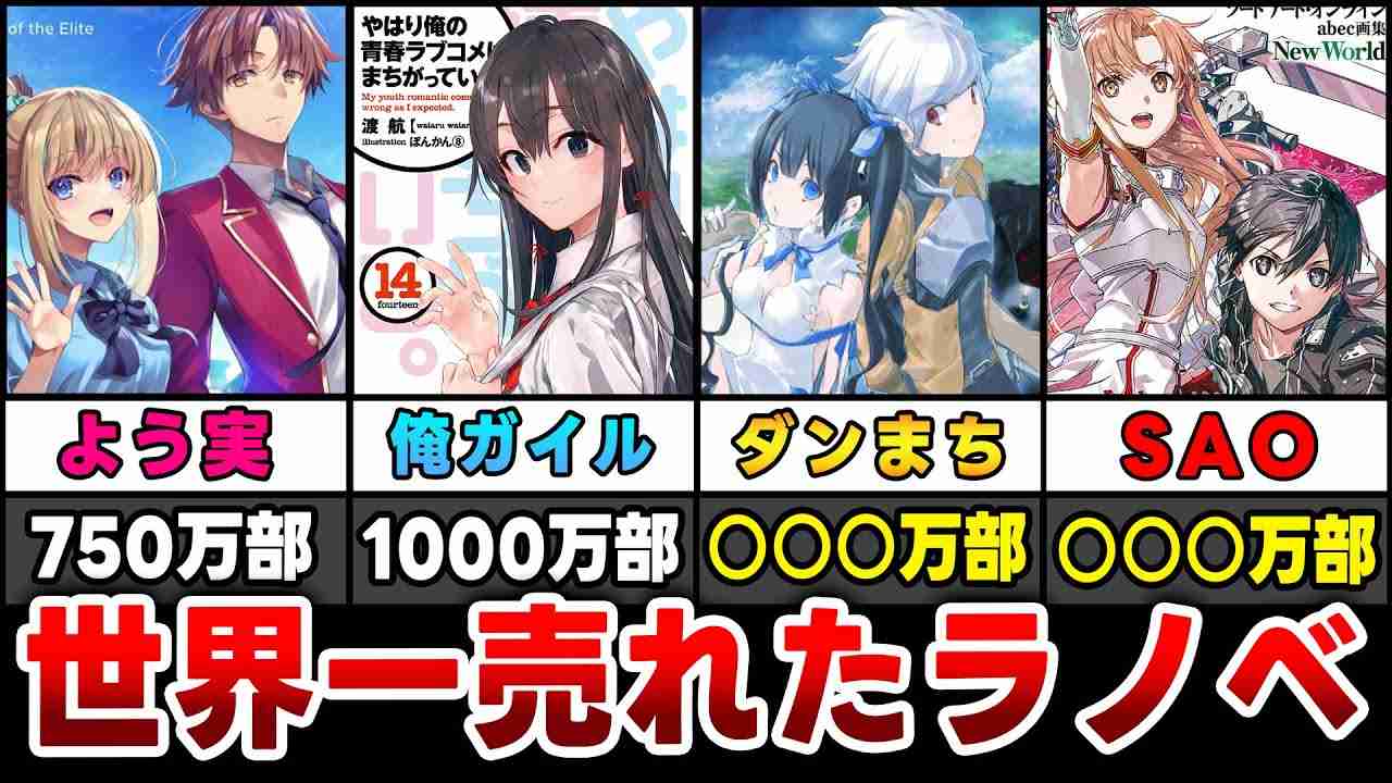 【2023最新版】世界一売れたライトノベル【シリーズ累計発行部数ランキング】【よう実】【このすば】【ダンまち】【SAO】【転スラ】 - YouTube