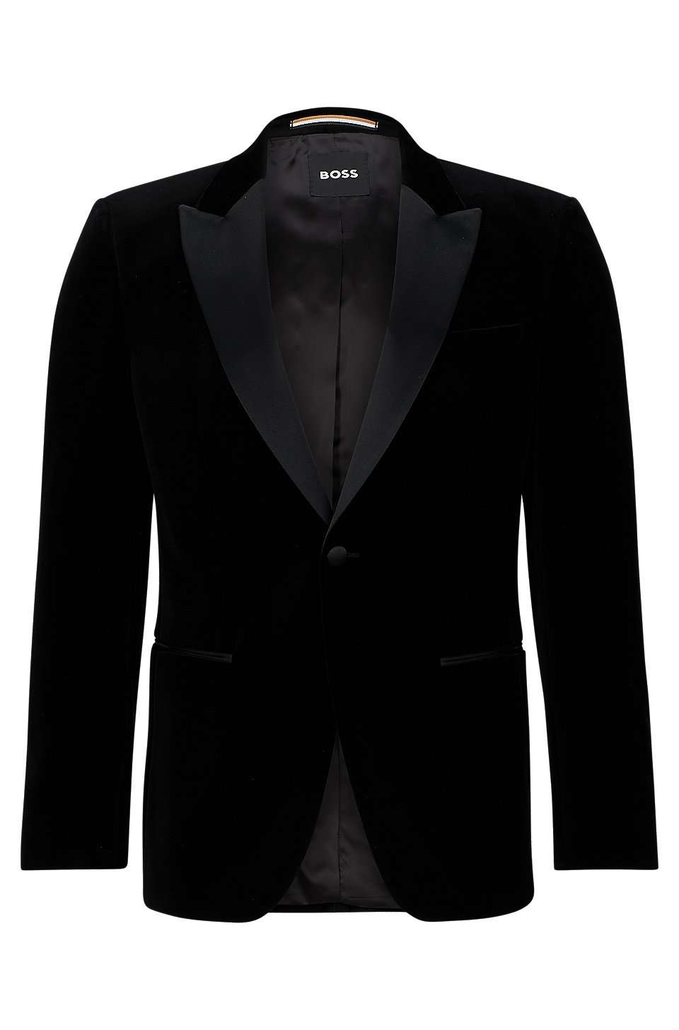BOSS - Slim-fit tuxedo jacket in pure-cotton velvet