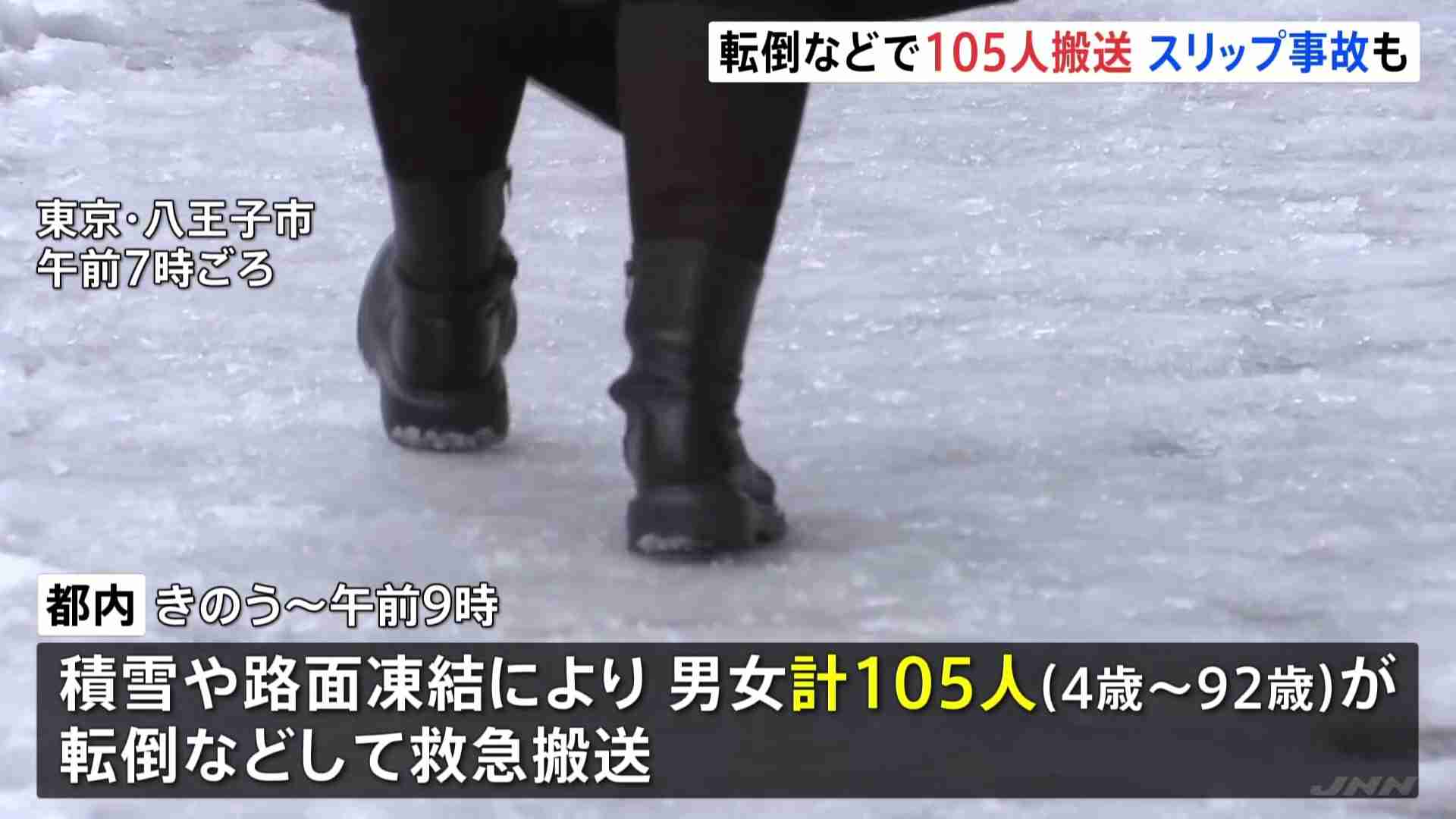 【大雪】都内で105人救急搬送　積雪や路面凍結の影響　スリップによる交通事故も