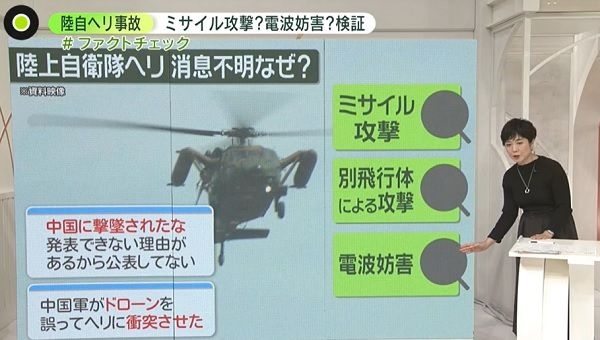 陸自ヘリ事故、ネットで臆測――「中国に撃墜されたな」「ドローン衝突」「電波妨害」　根拠は？…元幕僚長「ミサイルなら粉々に」（日テレNEWS） - Yahoo!ニュース
