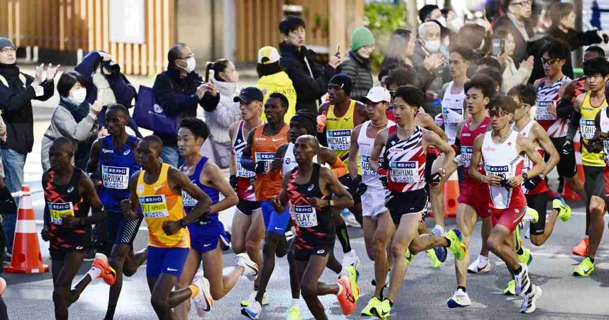 日本トップ集団の選手数人、19km過ぎで転倒　東京マラソン | 毎日新聞