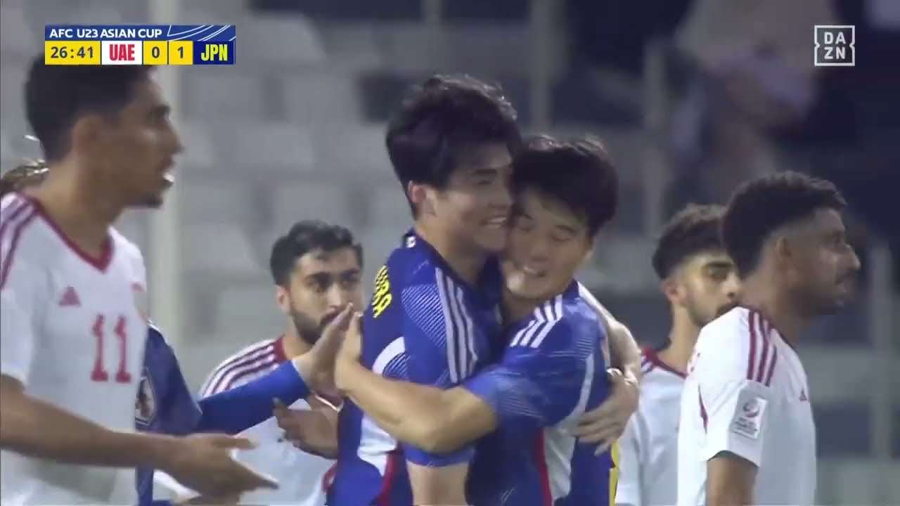 【速報】パリオリンピックへ日本が先制！山本理仁クロスに合わせたのは木村誠二！｜AFC U23アジアカップカタール2024グループB - YouTube