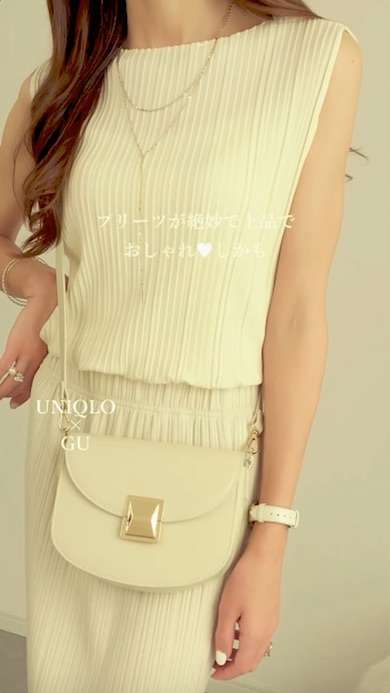 40歳ママによる－5歳のユニクロコーデが490万再生　プリーツノースリーブTで作る大人かわいい着回しに「コーデ組む天才」「真似したいです」
