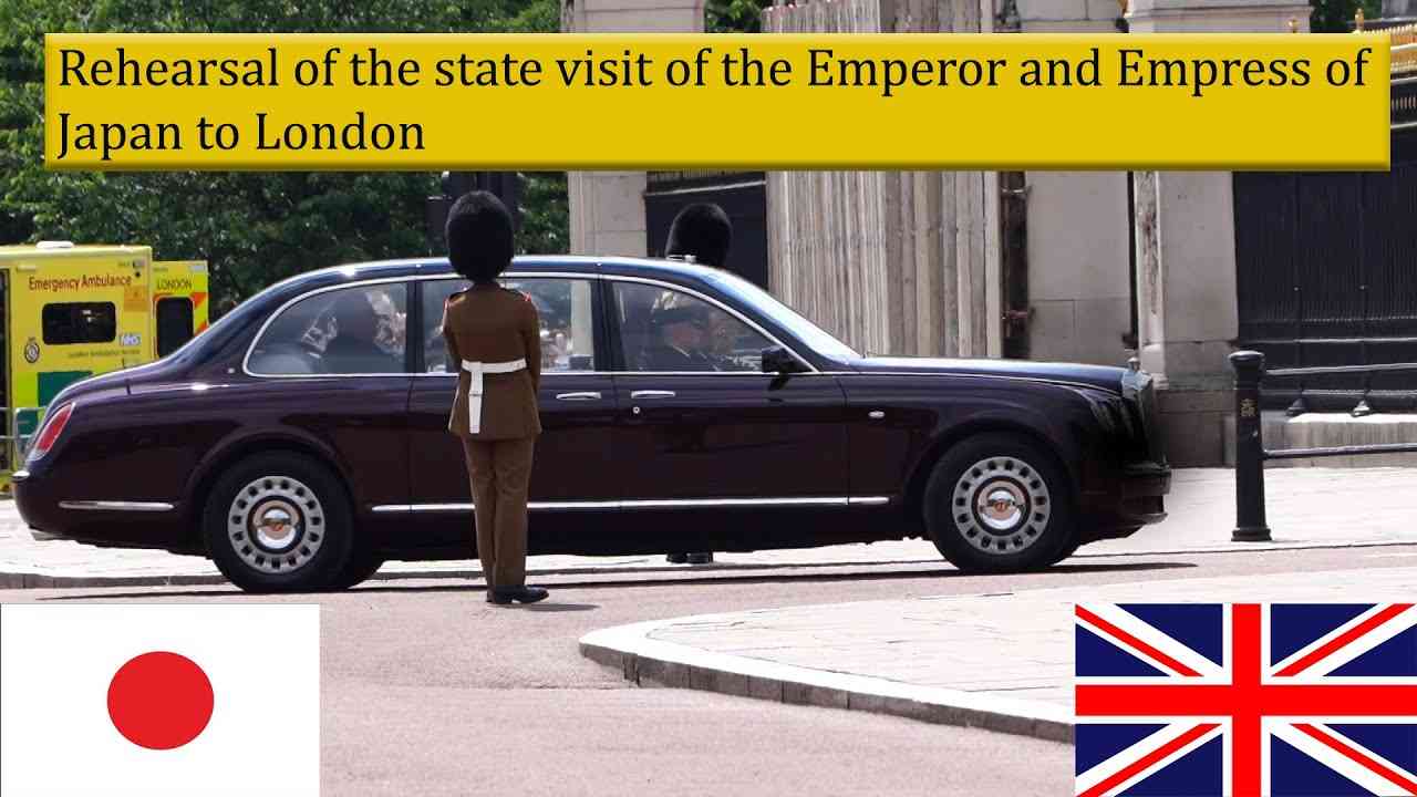 Sun shines on  rehearsal in London ahead of the Japanese state visit - YouTube
