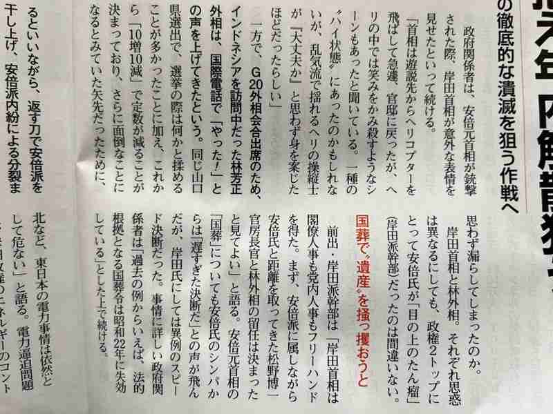 ＜安倍元首相暗殺直後＞岸田首相は笑みをかみ殺す　林芳正外相は「やった！」と声を上げた（週刊テーミス） 赤かぶ