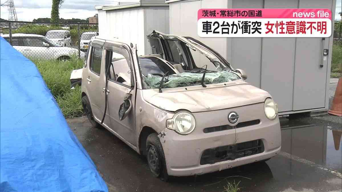 車2台衝突　男性が左手にケガか…女性は意識不明　茨城・常総市｜日テレNEWS NNN