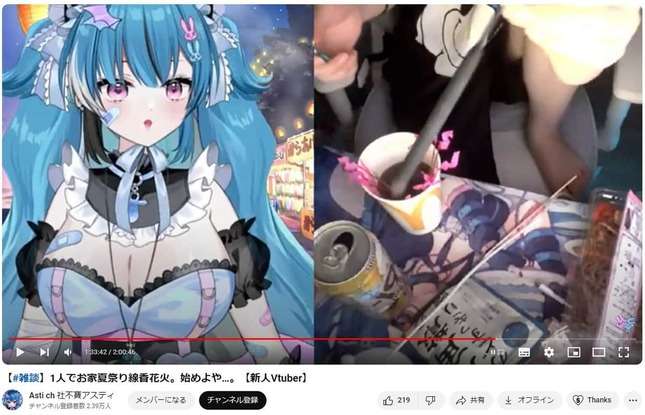 線香花火と思い込み...火傷で絶叫 自宅ハプニングで反省、2.5次元VTuber「今後はやらない」