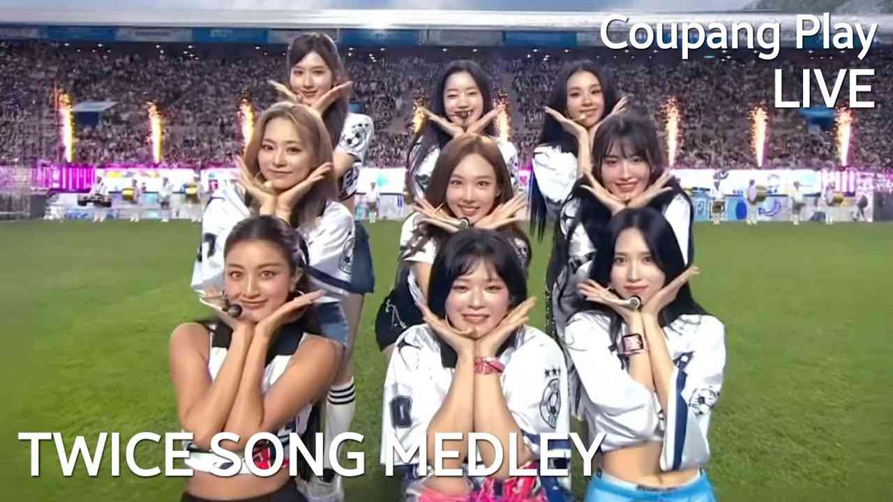 240731 TWICE - Heart Shaker + Dance The Night Away + Cheer Up | 2024 Coupang Play football match - YouTube