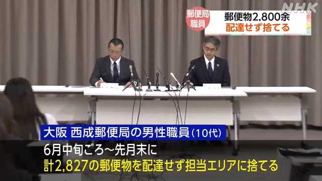 郵便局の１０代職員 郵便物２８００余を破棄 大阪｜NHK 関西のニュース