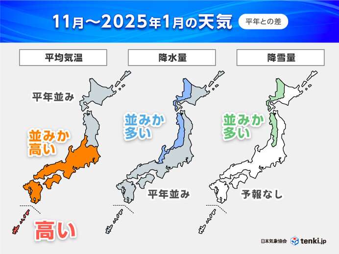 11月もまだ異例の暑さ　12月は季節急加速　冬型強まり、日本海側で雪多め　3か月(気象予報士 石榑　亜紀子 2024年10月22日) - 日本気象協会 tenki.jp