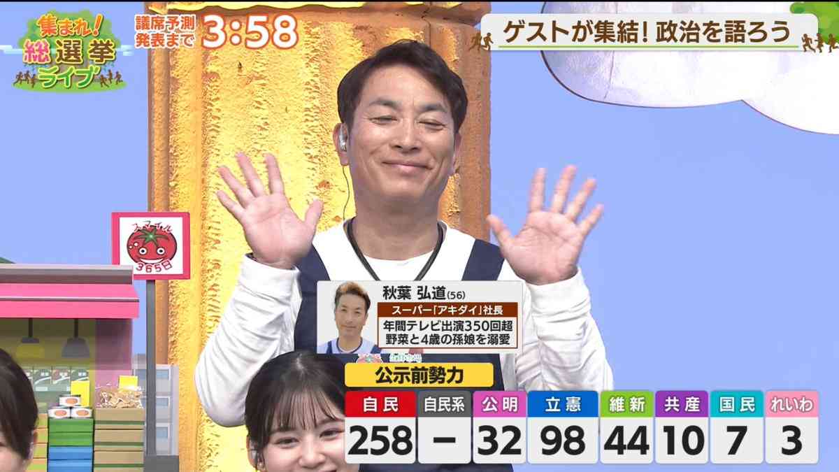 自由すぎるテレ東選挙特番にSNS沸く　アキダイ社長が仕入れのため退席→再び戻り「キャベツ高いですよ」