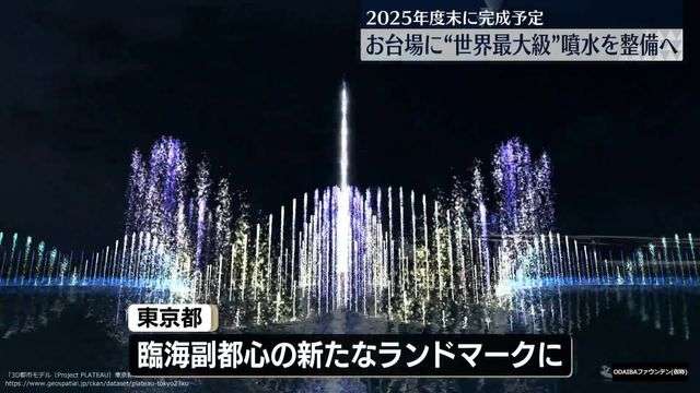 お台場海浜公園に世界最大級の「噴水」整備へ　小池知事「東京の新たな魅力としてアピール」（日テレNEWS NNN） - Yahoo!ニュース