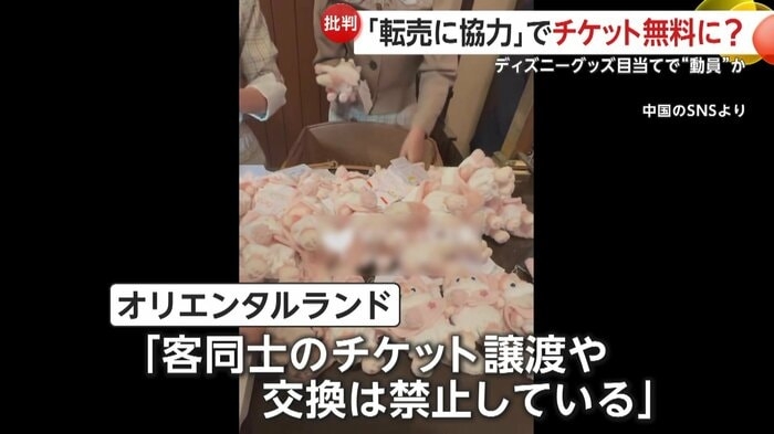 「ディズニー・グッズ購入協力で無料入園」中国SNSに“人材募集”投稿　“転売”で中国のフリマサイトに大量出品