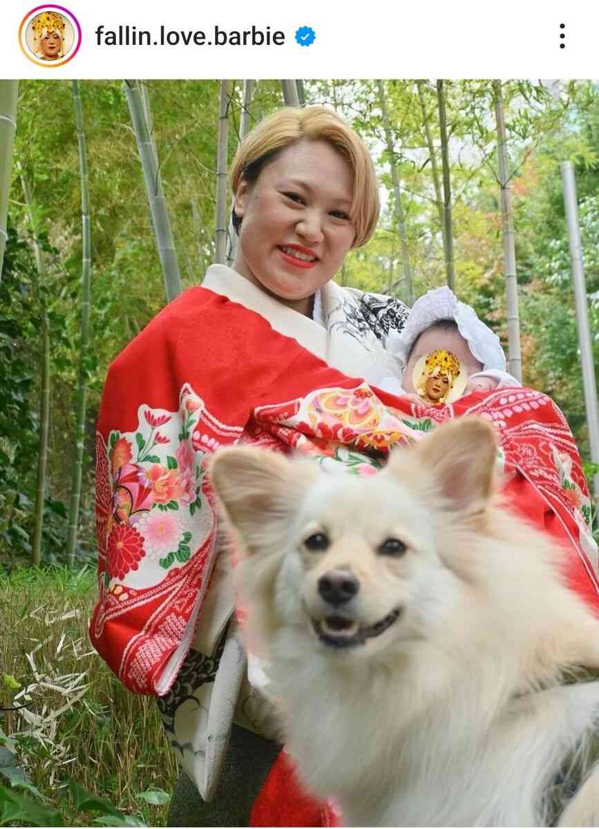 強烈！バービー「元ヤン」ど派手なお宮参り　夫の姿も衝撃的「ビックリ」「イカしてる」