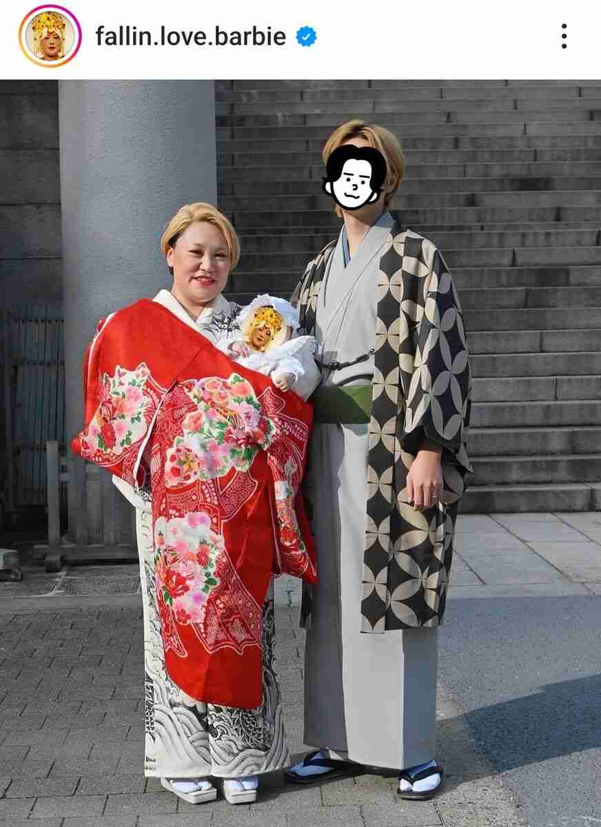 強烈！バービー「元ヤン」ど派手なお宮参り　夫の姿も衝撃的「ビックリ」「イカしてる」