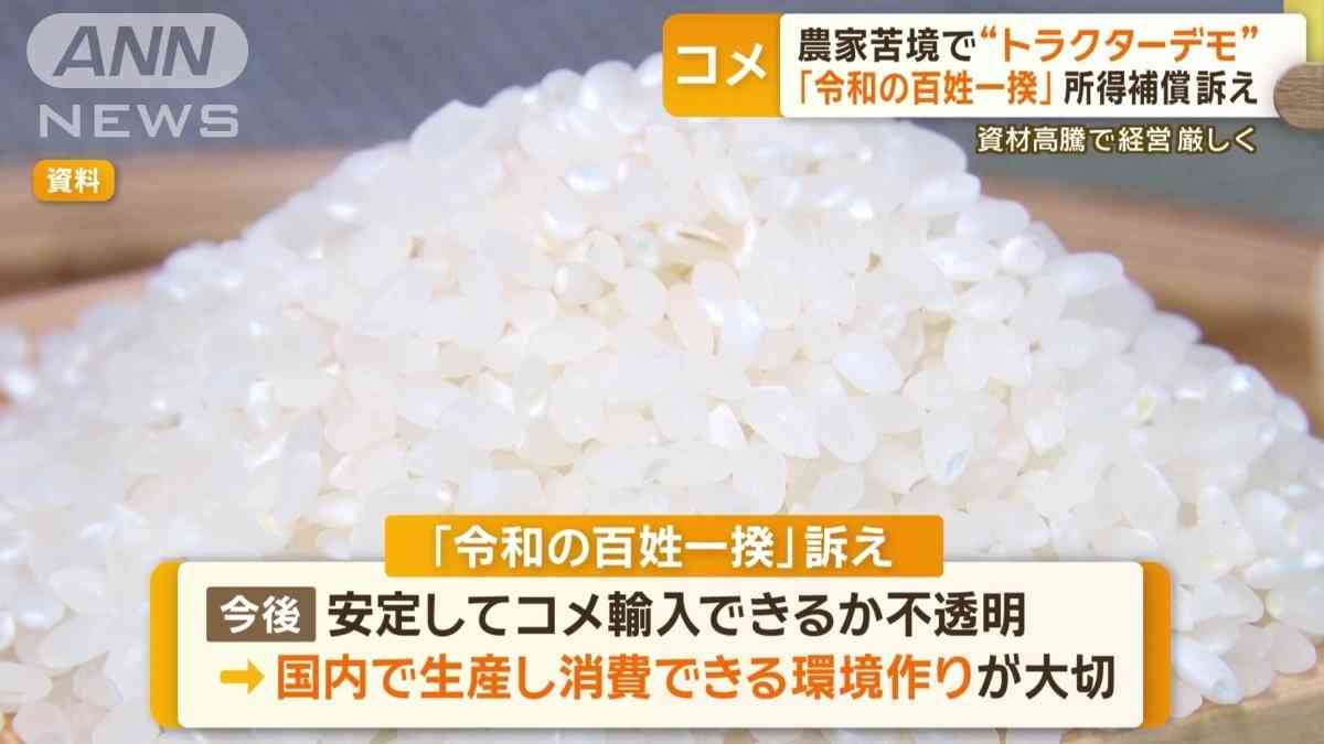 お得な輸入米の争奪戦激化 日本国内の農家は“トラクターデモ”所得補償訴え