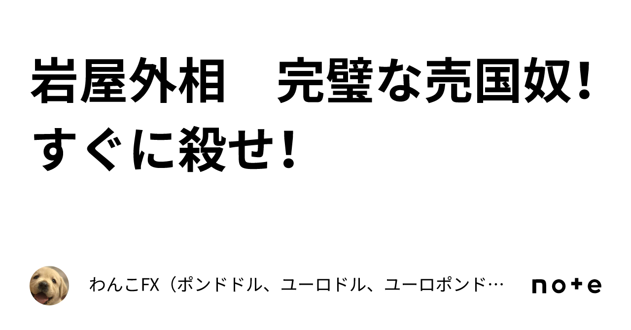 岩屋外相　完璧な売国奴！　すぐに殺せ！｜わんこFX（ポンドドル、ユーロドル、ユーロポンド、豪ドルドル、ドル円）