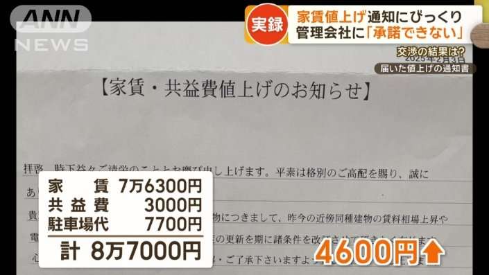 物価高騰　家賃値上げ広がる“月額1万円アップ”通知も　大家「上げざるを得ない」