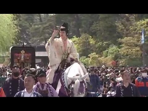 「春の藤原まつり」東下り行列　源義経役の尾崎匠海さん優雅に　岩手県平泉町 (25/05/03 18:50)