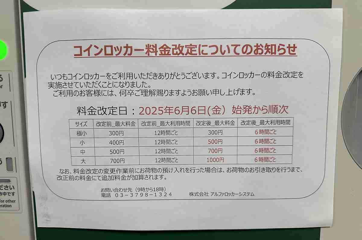 「小サイズが500円！」コインロッカーの値上げラッシュに利用者たちの悲鳴　駅ナカ、街中、ライブ会場…「お金を入れず荷物だけ入れる」不届きな利用者も目立つように