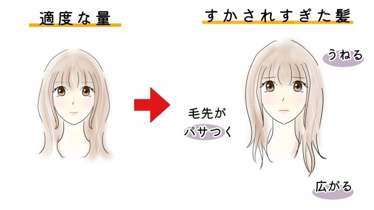 髪をすかれすぎた時の対処法