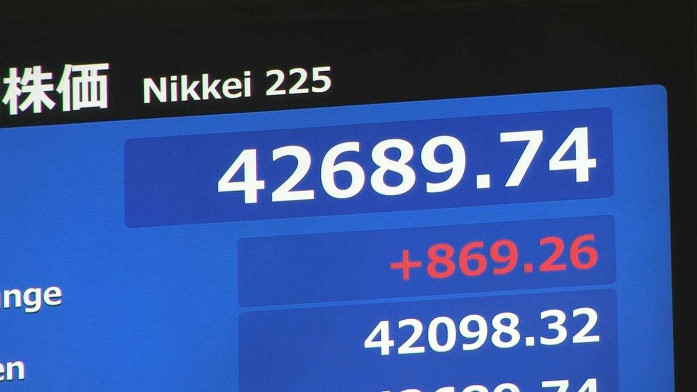 日経平均 一時800円以上値上がりで史上最高値を更新 約1年1か月ぶり