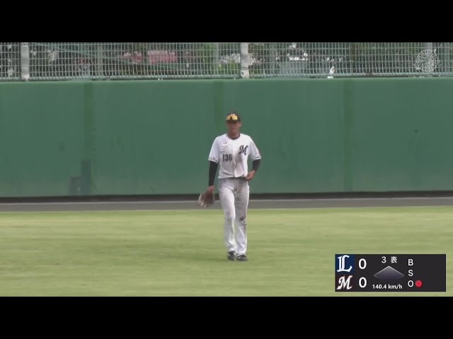 【ファーム】マリーンズ・藤田和樹 素早い返球でランナーの2塁進塁を阻止する!! 2025年9月23日 千葉ロッテマリーンズ 対 埼玉西武ライオンズ｜無料動画｜パ・リーグ.com｜プロ野球