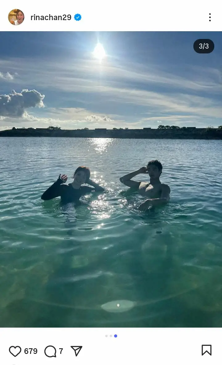 知念里奈　「念願の肩車！」19歳バレエダンサー長男と水遊び親子S「カップルにしか…」　夫は井上芳雄