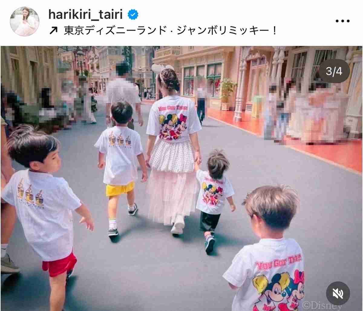 平愛梨「連れて行くのは本当に大変だけど…」4人の子供と夢の国を大満喫　おそろいコーデに反響（スポニチアネックス） - Yahoo!ニュース