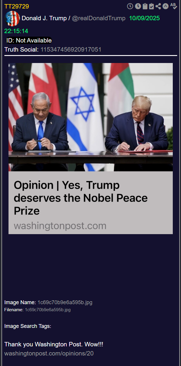トランプ大統領ノーベル平和賞受賞ならず「自分がノーベル平和賞に最もふさわしい」主張も