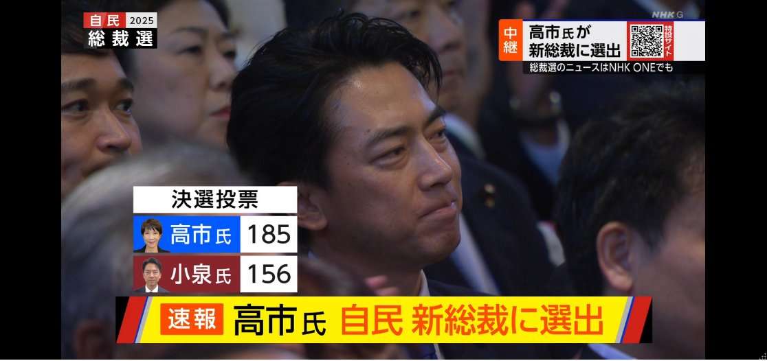自民党総裁選で再び敗北「自分の力不足しっかり向き合いたい」小泉氏 「新総裁の下でチーム自民党つくる」