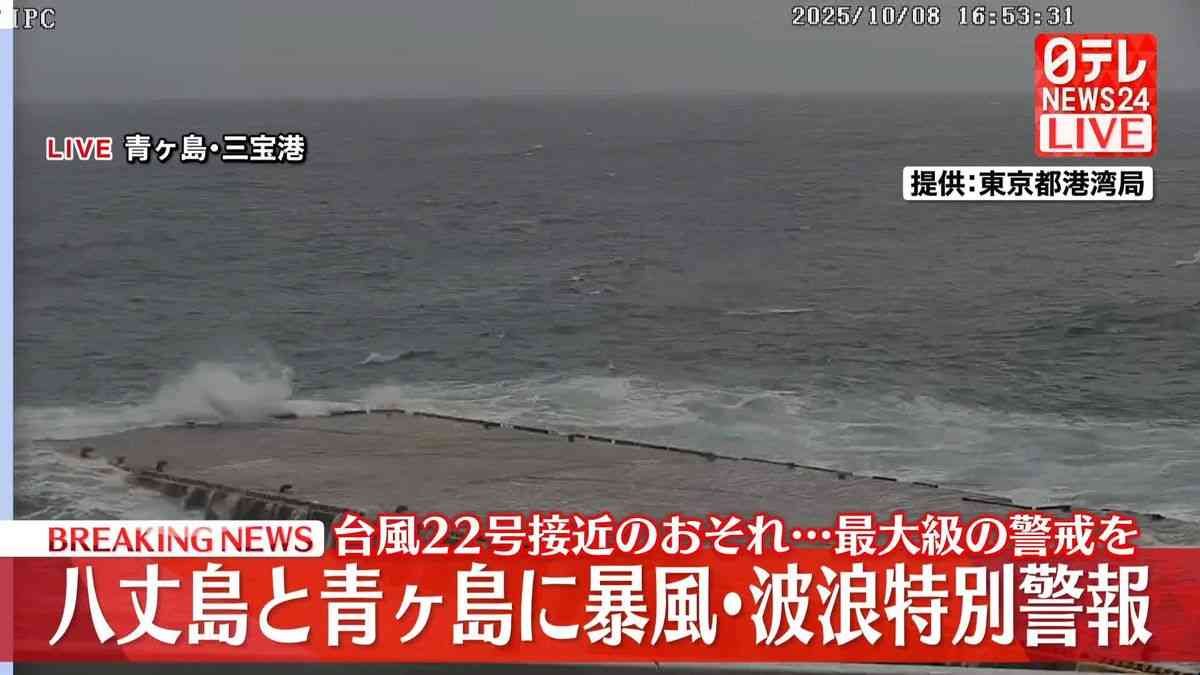 八丈島と青ヶ島　暴風と波浪の特別警報（2025年10月8日掲載）｜日テレNEWS NNN
