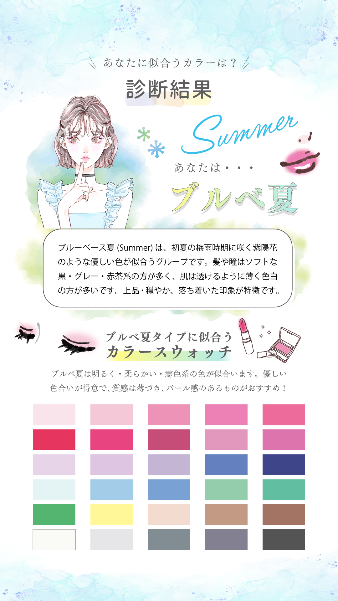 ブルベ夏の秋メイク