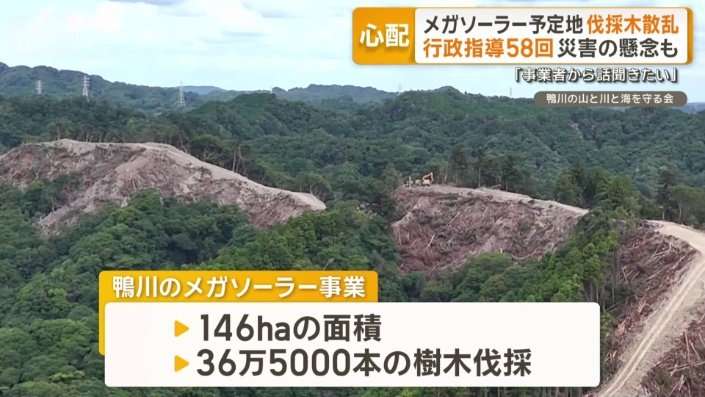 千葉・鴨川市のメガソーラー予定地に伐採木散乱…災害の懸念も　県が行政指導58回