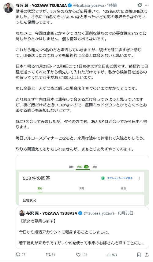 SNS婚活の与沢翼氏、503人から直接面談の人数告白も「やり方間違えてるかも」自虐ツッコミ