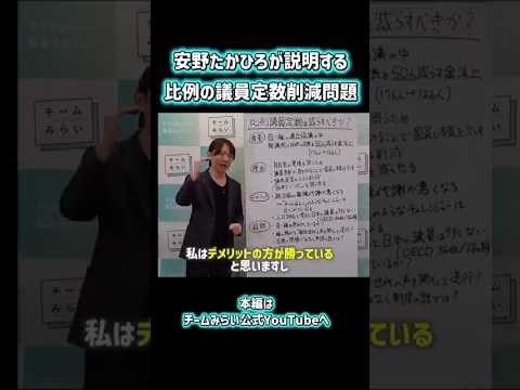 【安野たかひろ】比例の議員定数削減問題【本編は公式YouTubeへ】 #チームみらい #安野たかひろ #政治 #維新の会 #自民党