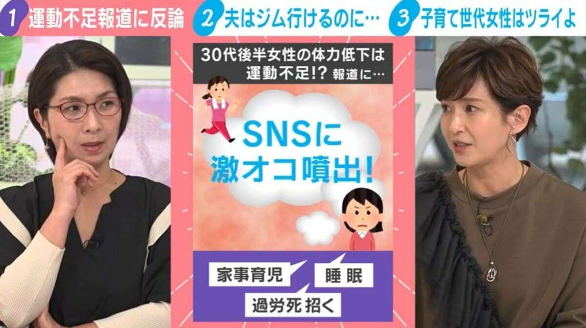 「30代後半女性は運動不足」にSNSに不満噴出 夫はジムに行けるのに…「まともな睡眠すらない」 くわばたりえも共感「運動どころか歯医者も我慢していた」 | 国内 | ABEMA TIMES | アベマタイムズ
