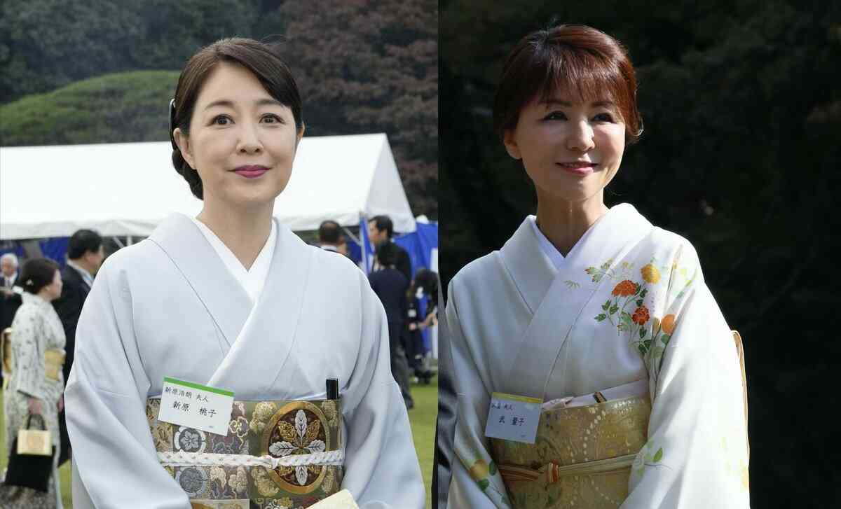 園遊会　元アイドル二人の着物に個性がキラリ　佐野量子さんは豪華な「京友禅と西陣織」の逸品　菊池桃子さんは清楚な「五つ紋の正礼装」 | 概要 | AERA DIGITAL（アエラデジタル）